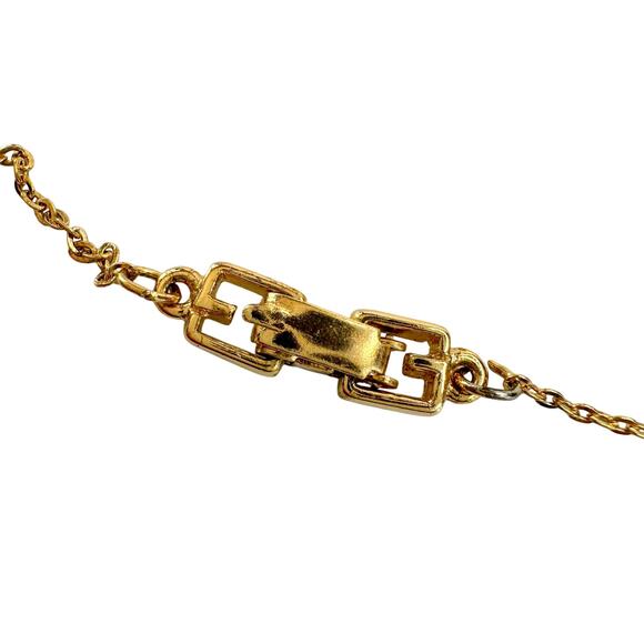 Vintage Givenchy "G" Necklace Gold Plated with 2 Rhinestones - - Picture 12 of 15